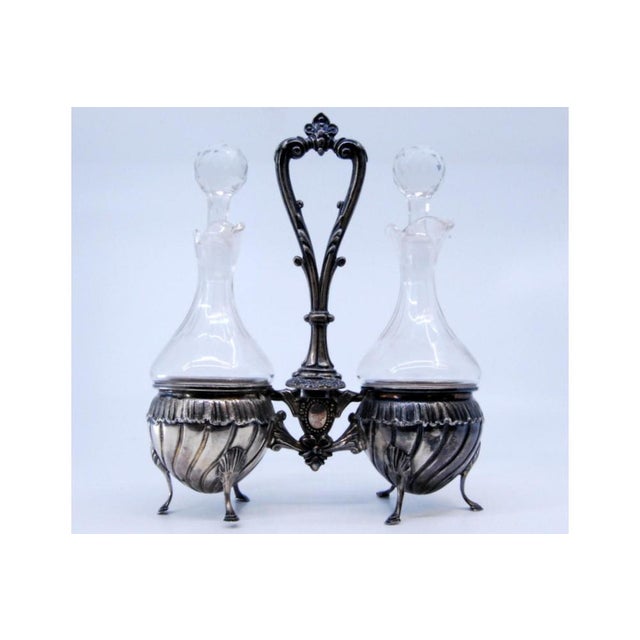 Cut Glass Silver Cruet, Set of 3 For Sale - Image 4 of 11
