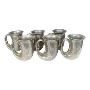 Vintage Wilton Rwp Armetale Plough Tavern French Horn Mug Tankard Usa- Set of 6