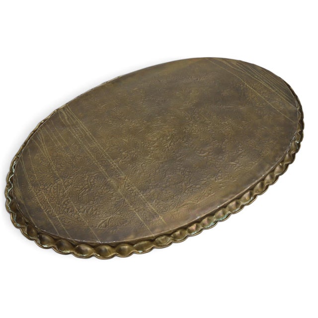 Islamic Ottoman with Brass Table Tray, 1950s For Sale - Image 6 of 18