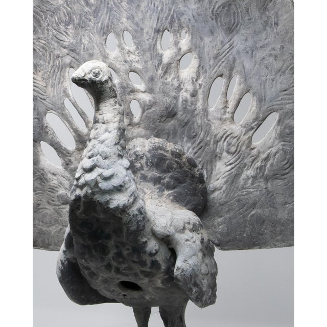 Pewter Peacock Garden Statue For Sale - Image 4 of 13