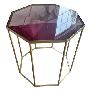 McCollin Bryan Tallis Table in Rose Quartz and Brass For Sale