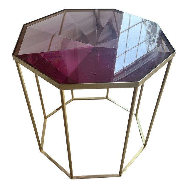 McCollin Bryan Tallis Table in Rose Quartz and Brass For Sale