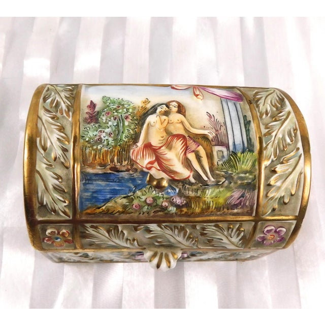 Mid-Century Modern Capodiamonte Porcelain Storage Trinket Box For Sale - Image 3 of 7