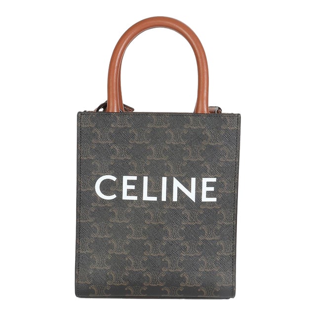 Brown Triomphe Canvas MIni Vertical Cabas For Sale