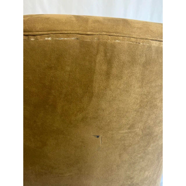 Textile Late 20th Century Upholstered Swivel Barrel Chair For Sale - Image 7 of 9