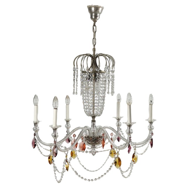 Glass Chandelier, Italy, 20th Century For Sale