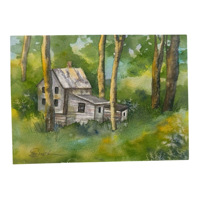 “Woodland Retreat” Original Watercolor Landscape by Nancy Smith For Sale