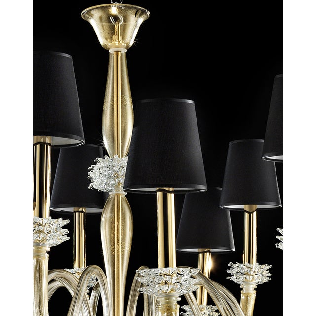 Contemporary Contemporary Modern "Rostrato" Gold Murano Glass Chandelier For Sale - Image 3 of 6