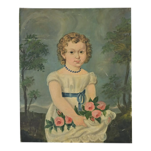 French 19th Century Portrait of a Flower Girl