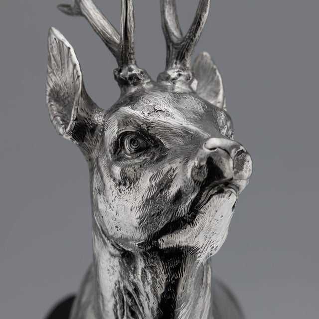 20th Century German Silver Statues of a Reindeer, Hanau, 1920s For Sale - Image 10 of 18