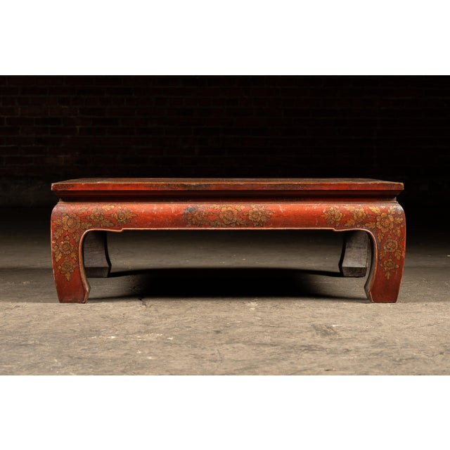 Wood Early 20th Century Southeast Asian Wooden Coffee Table With Floral Accents For Sale - Image 7 of 16