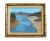 Wood River & Mountains Landscape Seascape Oil Painting Displayed in a Custom Faux Bamboo Gold Wood Frame W/ Linen Liner For Sale - Image 7 of 9
