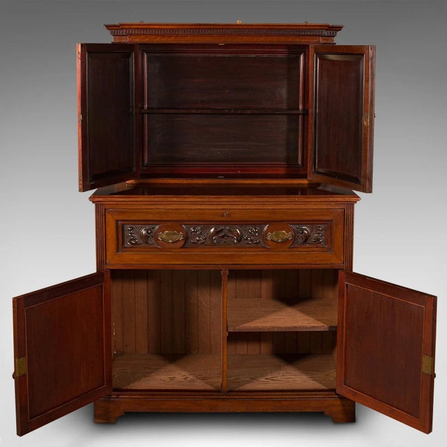 1900s Antique Victorian English Secretaire Sideboard For Sale - Image 4 of 13