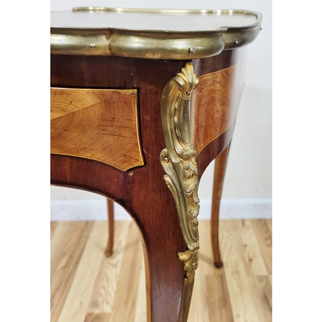Antique French Louis XV Inlaid & Bronze Mounted Diminutive Writing Lady's Desk For Sale - Image 17 of 18