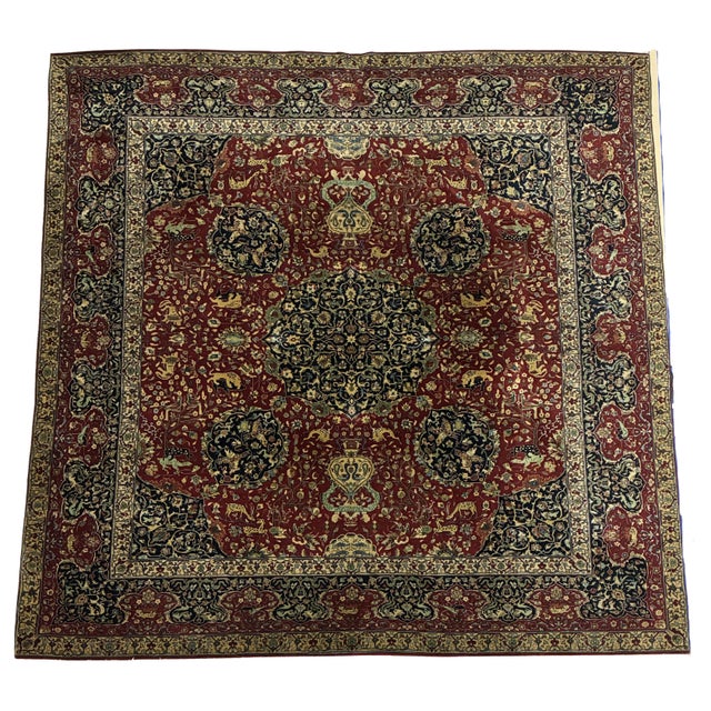 Persian Vintage Hand-Knotted Persian-Style Pictorial Hunting Scene Rug For Sale - Image 3 of 12