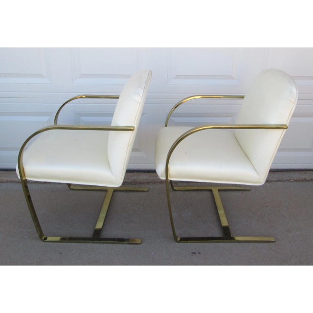 Mid 20th Century Ludwig Mies Van Der Rohe Brno Style Chairs Gold Tone Flat Arm For Sale - Image 13 of 16