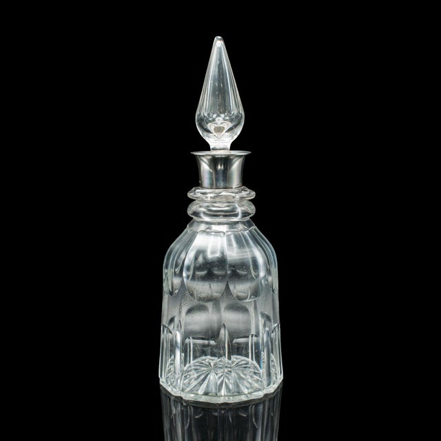 Vintage Port Decanter, English, Glass, Spirit Vessel, Hallmarked Silver, 1928 For Sale - Image 4 of 12