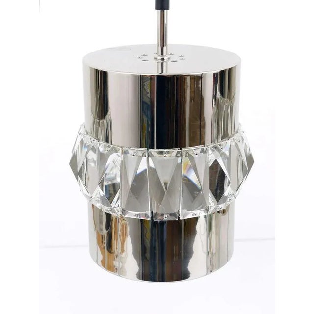 Nickel, Brass and Crystal Pendant Lamps from Bakalowits & Söhne, Austria, 1950s, Set of 3 For Sale - Image 6 of 11