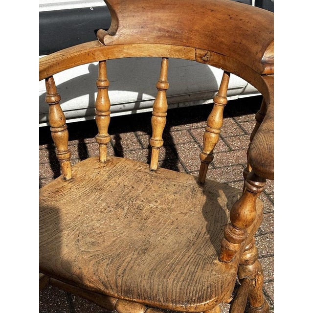 Victorian Smokers Bow Fireside Chair in Light Oak For Sale - Image 4 of 6
