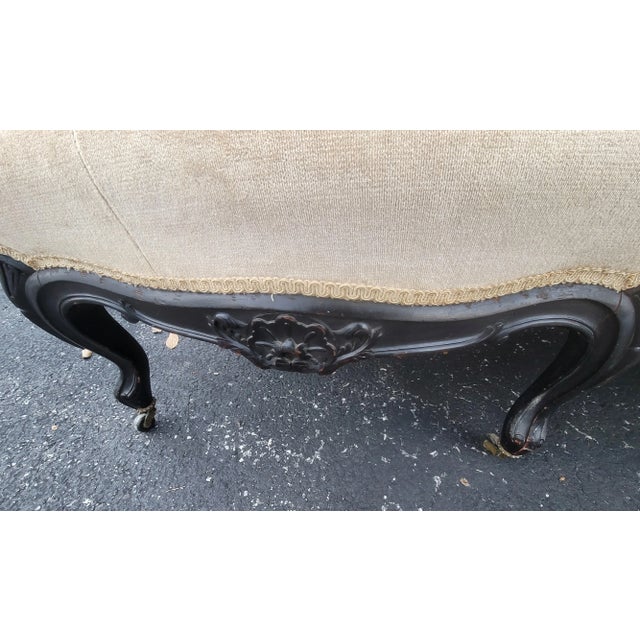 1890s Louis XV Carved, Ebonized and Upholstered Sofa For Sale - Image 4 of 11