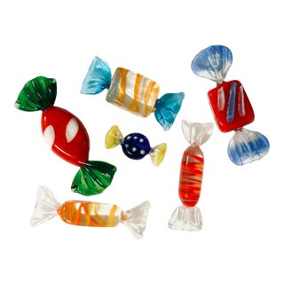 6 Murano Art Glass Candies For Sale