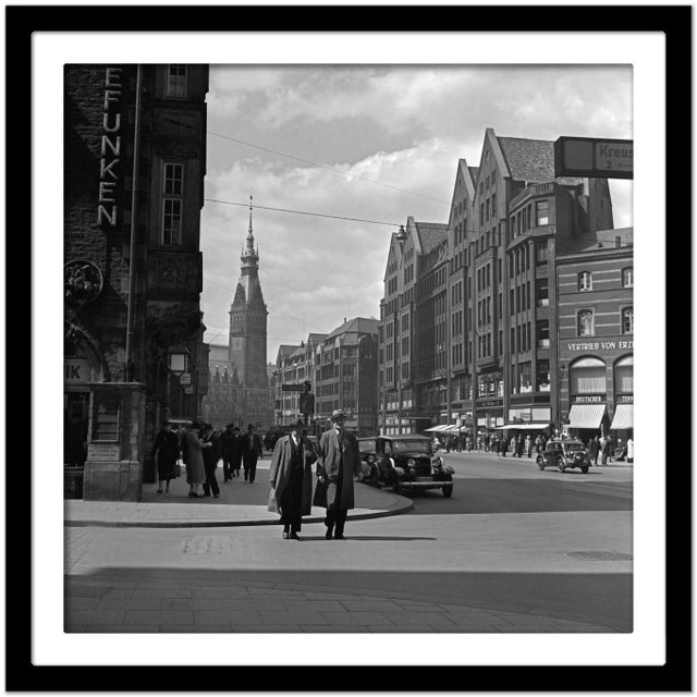 Moenckebergstrasse, City Hall, Cars, People, Hamburg Germany 1938 Printed 2021 For Sale - Image 4 of 5