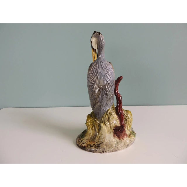 Large Hand Painted Porcelain Heron Bird For Sale - Image 4 of 9