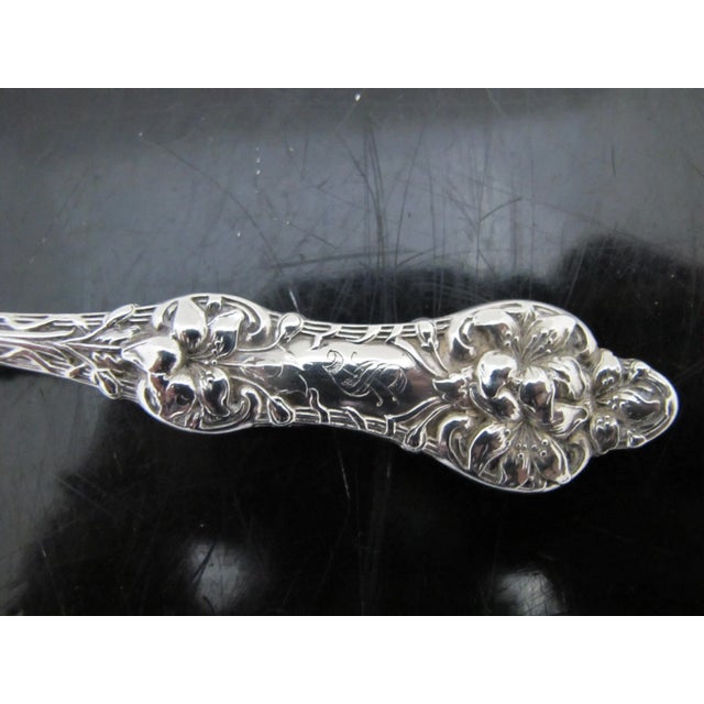 Early 20th Century Antique Alvin Sterling Silver Old Orange Blossom 5 7/8" Citrus Spoon Set of 3 For Sale - Image 5 of 10