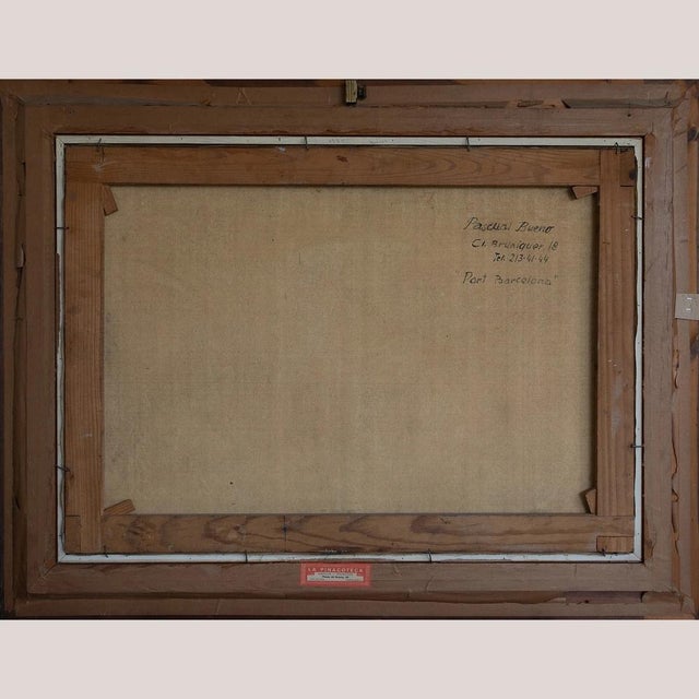 Pascual Bueno Ferrer, Port of Barcelona, 1950s, Oil on Canvas For Sale - Image 7 of 11