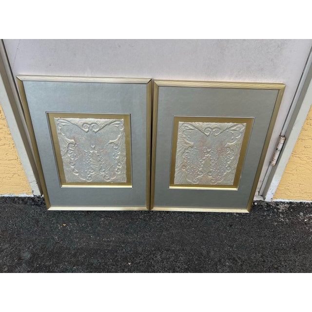 1980s Framed Art Silver "Ming Butterfly" - Set of 2 For Sale In West Palm - Image 6 of 8