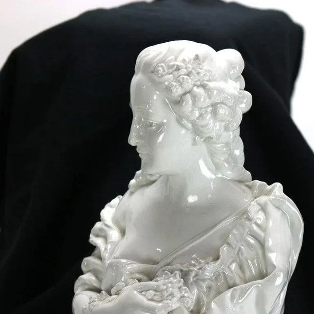 Antique Blanc De Chine Classical Pottery Bust of a Woman Signed C1890 For Sale - Image 9 of 18