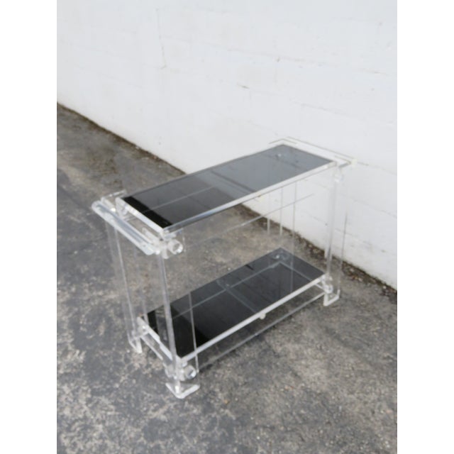 Lucite Two Tier Smoke Glass Top Bar Buffet Server Tea Coffee Cart 6098 For Sale - Image 13 of 18