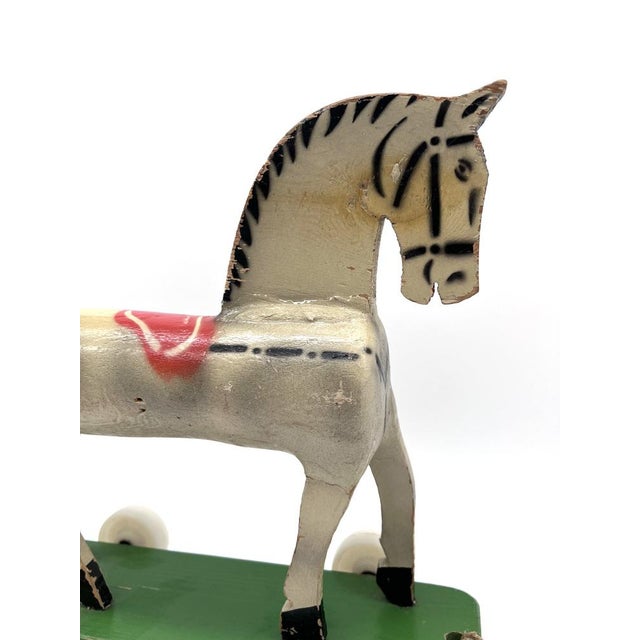 Vintage Wooden Horse on Rolling Board, 1930s For Sale - Image 12 of 15