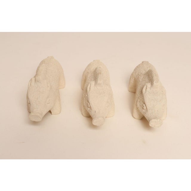 1960s Set of Three Vintage Italian Unglazed Ceramic Boars by Aldo Londi for Bitossi For Sale - Image 5 of 11