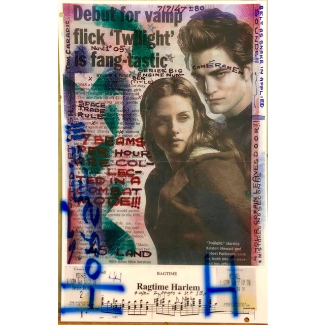 Folk Art Tom CarapicMixed Media Outsider Visionary Art Collage Twilight / Michael Jackson Laminated For Sale - Image 3 of 4