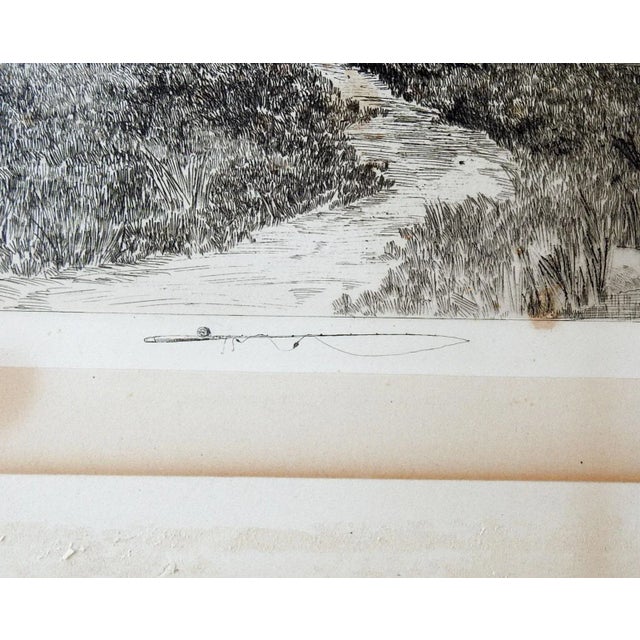 English Antique Fisherman & Landscape Etching For Sale - Image 3 of 7