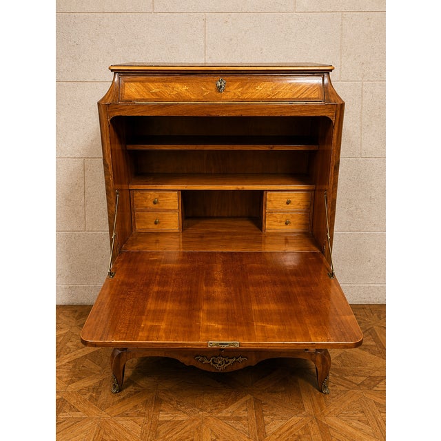 Louis XV Style Marquetry Drop-Front Secretaire, 1900s For Sale - Image 9 of 12