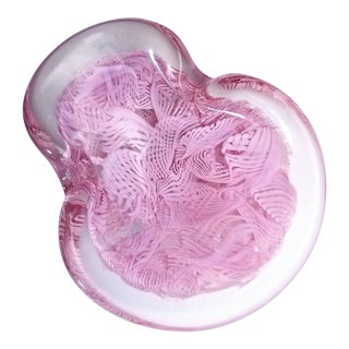 Rare Vintage Pink Latticcino Murano Glass Bowl by Fratelli Toso For Sale