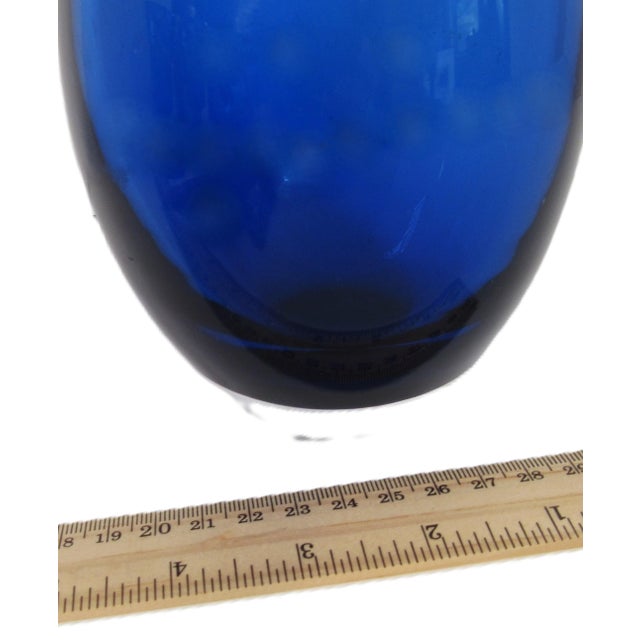 Mid-Century Blown Glass Vase Cobalt Blue 9" For Sale - Image 4 of 11