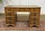 Vintage English Flat Desk with Drawers in Yew Wood with Leather Top, 1970s For Sale - Image 15 of 15