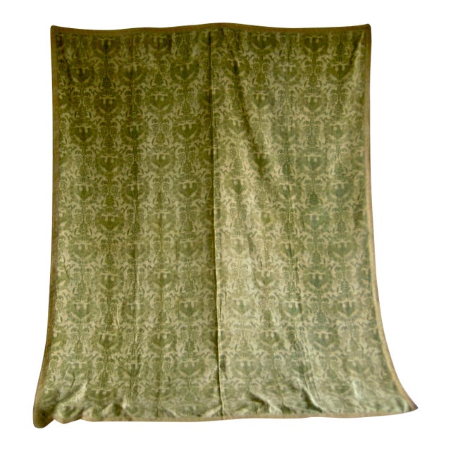 1920s Green Fortuny Aigle in a Laurel Wreath Tablecloth or Table Cover For Sale
