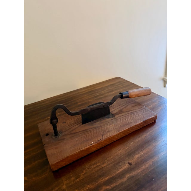 French Country Antique French Country Wooden & Iron Herb Cutter or Cheese Board For Sale - Image 3 of 13
