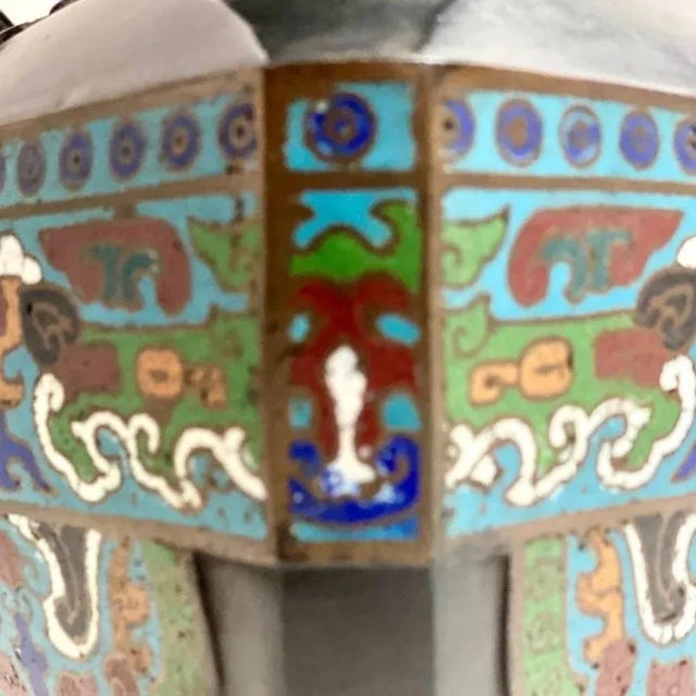 Antique Cloisonne Bronze Vase, Japan, 19th Century For Sale - Image 4 of 8