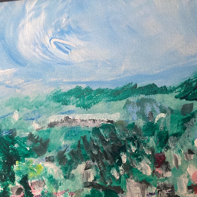 Mid-Century Expressionist Hillside Landscape Oil Painting – Framed For Sale - Image 9 of 12