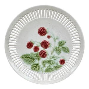Majolica Reticulated Plate Raspberries Sarreguemines Circa 1900