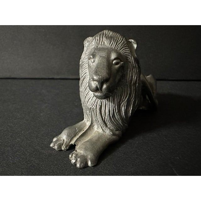 Vintage 1977 Pewter Lion Figurine For Sale - Image 10 of 11