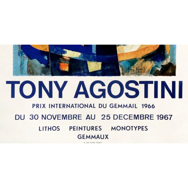 Abstract 1967 French Exhibition Poster, Tony Agostini, Galerie De La Lumiere For Sale - Image 3 of 9