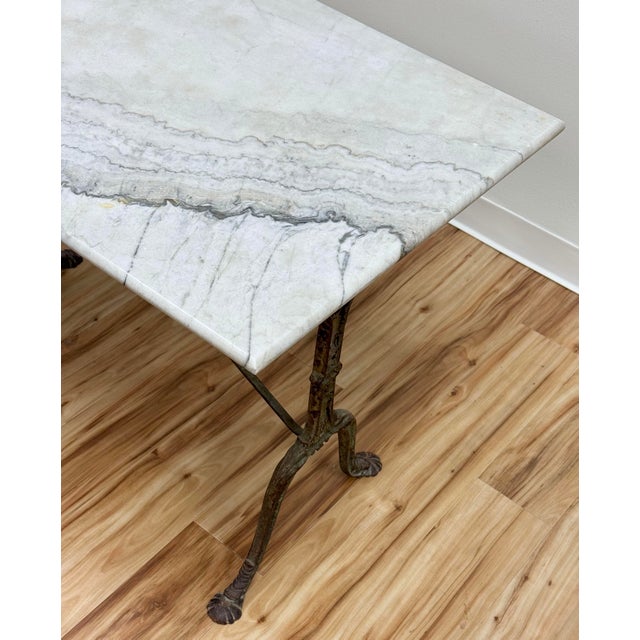 Antique French Style Marble Top Cast Iron Bistro Table For Sale In Kansas City - Image 6 of 16
