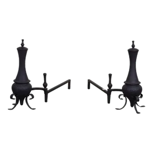 Pair of 1930s Cast Iron Andirons