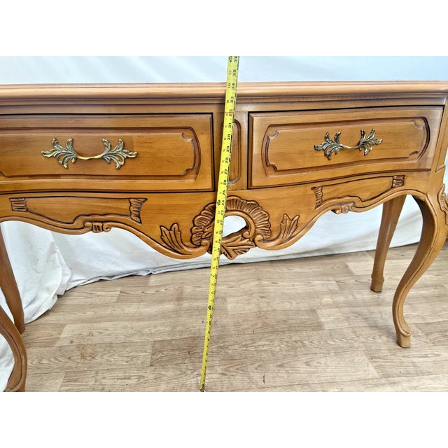 1990s Century Furniture French Provincial Style Serpentine Console Table For Sale - Image 12 of 15